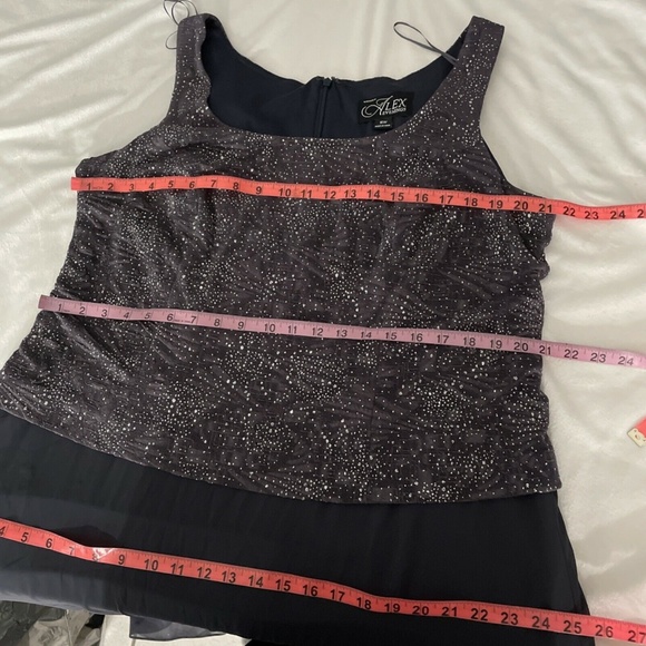 NEW Alex Evenings [PLUS‎ Sz 16W ] Mock Sparkly Top Gown in Smoke Grey - Picture 3 of 12